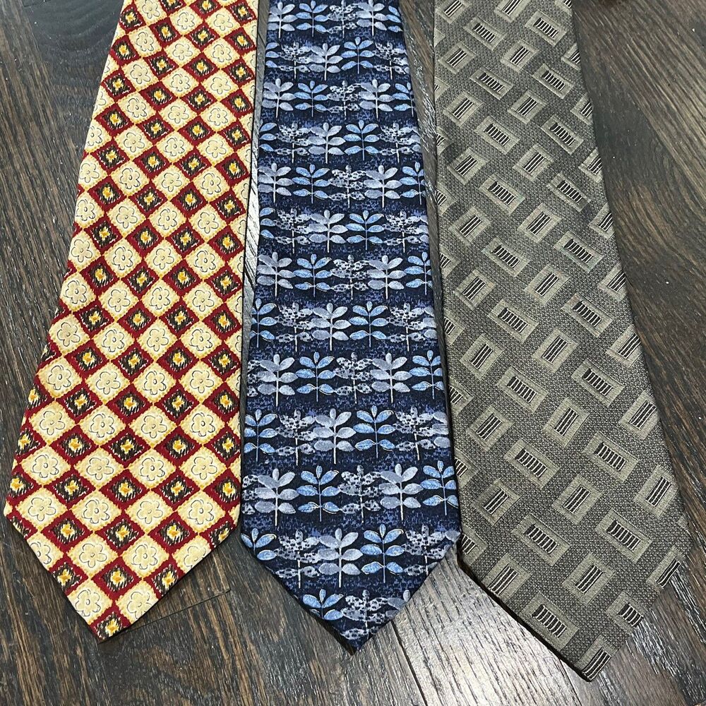 Lot of 3 Emenegildo Zegna Neckties Men’s Geometric Multicolor Silk Italy